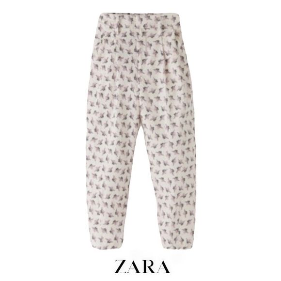 ZARA Kids | Beige | SEERSUCKER FLOWERS PANTS - Picture 2 of 7